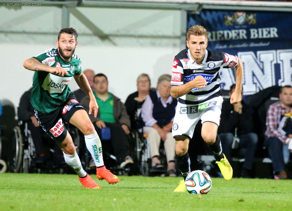 Ried - Sturm Graz
Oesterreichische Fussball Bundesliga, 9. Runde, SV Ried - SK Sturm Graz, Arena Ried, 20.09.2014. 

Foto zeigt Thorsten Schick (Sturm)
