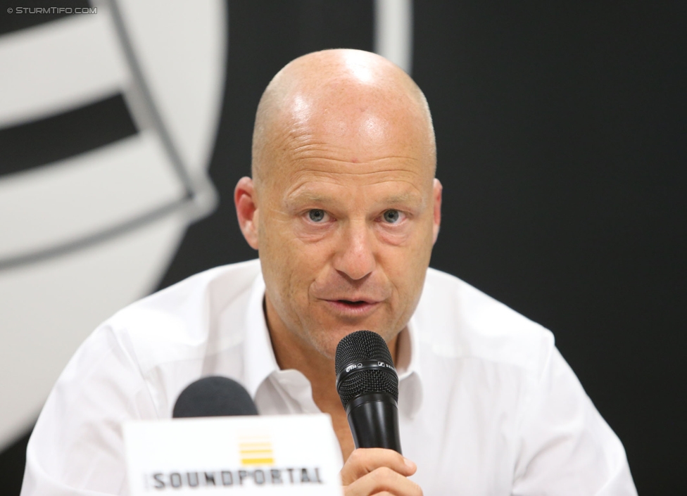 Pressekonferenz Sturm
Oesterreichische Fussball Bundesliga, SK Sturm Graz Pressekonferenz, Trainingszentrum Messendorf, 21.09.2014.

Foto Gerhard Goldbrich (General Manager Sturm) 
