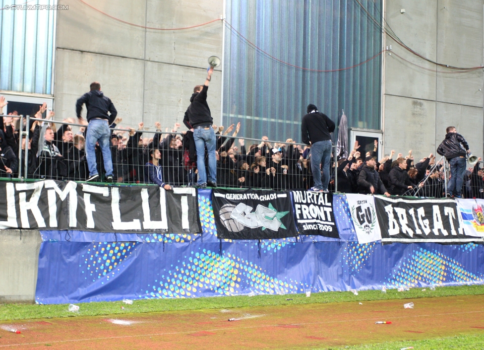 Austria Salzburg - Sturm Graz
OEFB Cup, 2. Runde, SV Austria Salzburg - SK Sturm Graz, Stadion Voecklabruck, 23.09.2014. 

Foto zeigt Fans von Sturm
