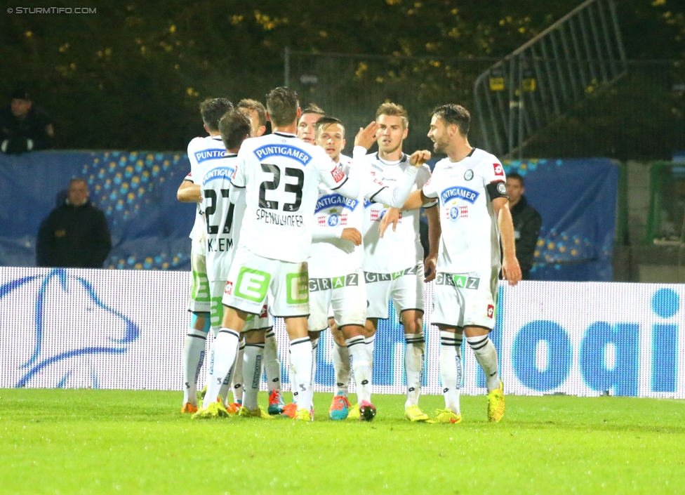 Austria Salzburg - Sturm Graz
OEFB Cup, 2. Runde, SV Austria Salzburg - SK Sturm Graz, Stadion Voecklabruck, 23.09.2014. 

Foto zeigt die Mannschaft von Sturm
Schlüsselwörter: torjubel