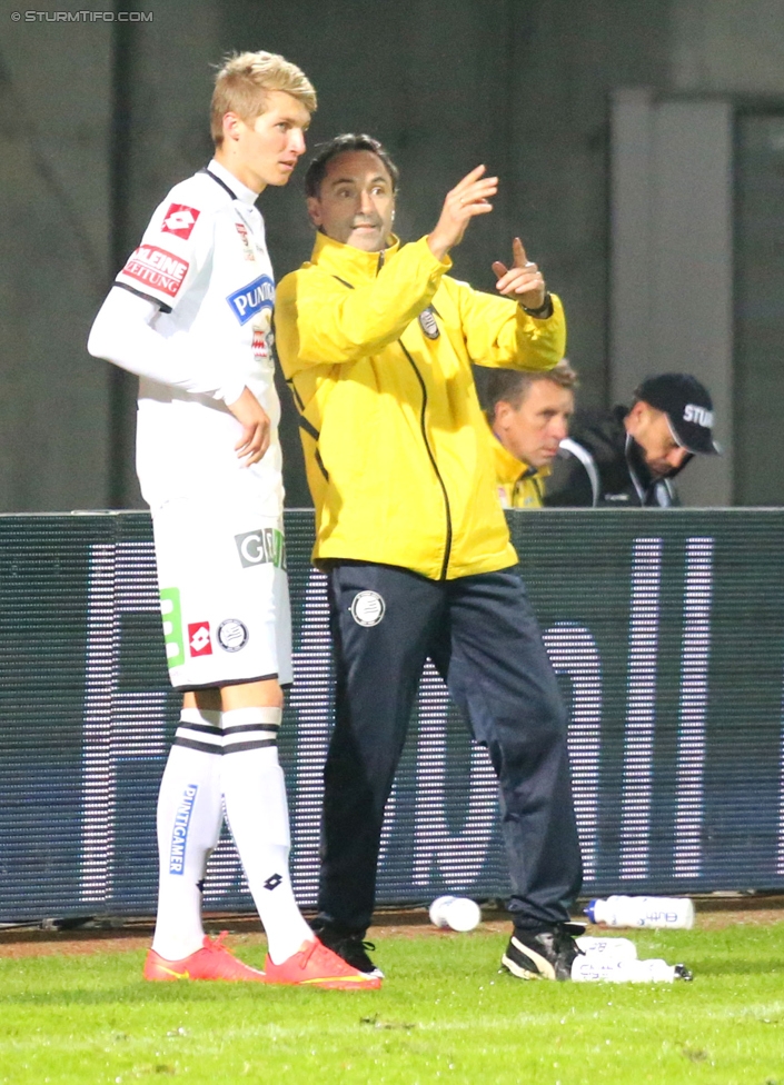 Austria Salzburg - Sturm Graz
OEFB Cup, 2. Runde, SV Austria Salzburg - SK Sturm Graz, Stadion Voecklabruck, 23.09.2014. 

Foto zeigt Simon Piesinger (Sturm) und Guenther Neukirchner (Cheftrainer Sturm)
