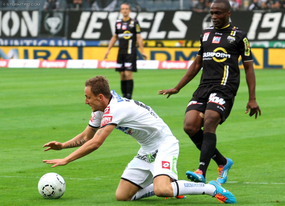 Sturm Graz - Altach
Oesterreichische Fussball Bundesliga, 10. Runde, SK Sturm Graz - SCR Altach, Stadion Liebenau Graz, 27.09.2014. 

Foto zeigt Daniel Beichler (Sturm)
Schlüsselwörter: foul