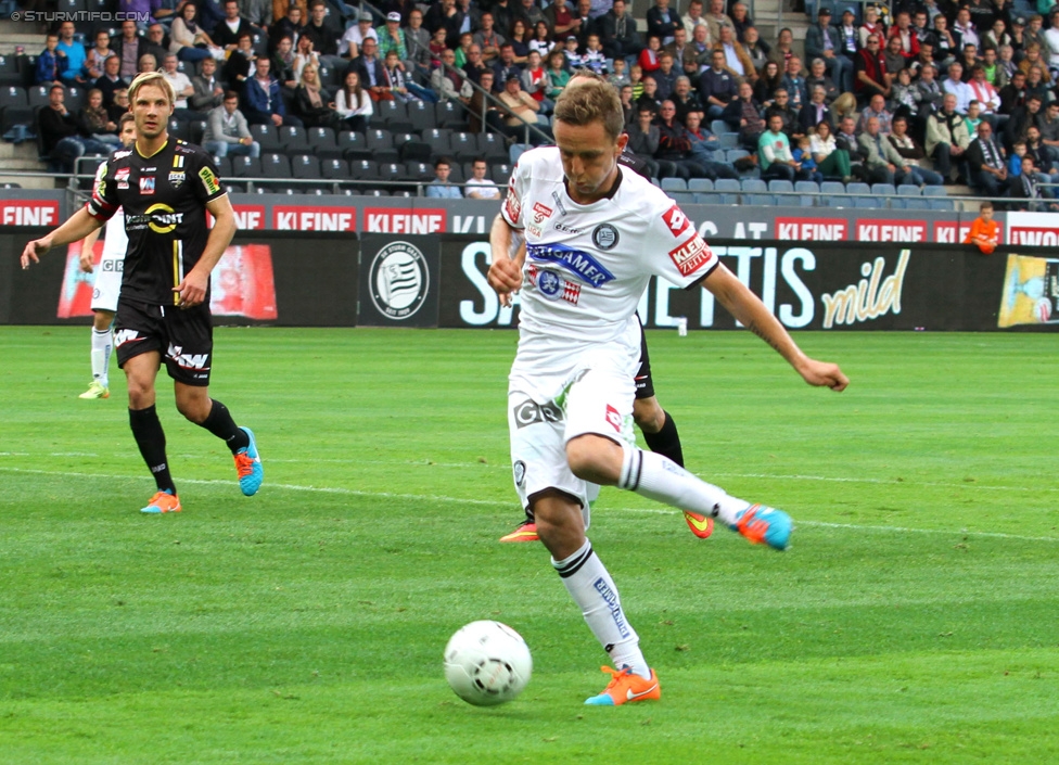 Sturm Graz - Altach
Oesterreichische Fussball Bundesliga, 10. Runde, SK Sturm Graz - SCR Altach, Stadion Liebenau Graz, 27.09.2014. 

Foto zeigt Daniel Beichler (Sturm)
Schlüsselwörter: tor