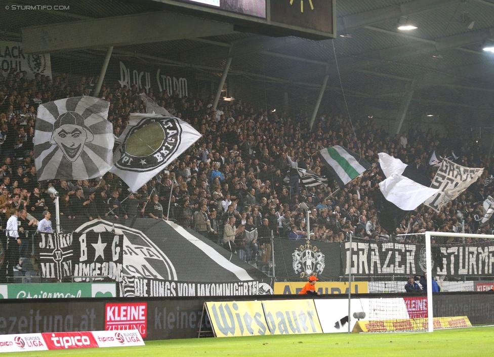 Sturm Graz - Groedig
Oesterreichische Fussball Bundesliga, 11. Runde, SK Sturm Graz - SV Groedig, Stadion Liebenau Graz, 04.10.2014. 

Foto zeigt Fans von Sturm
