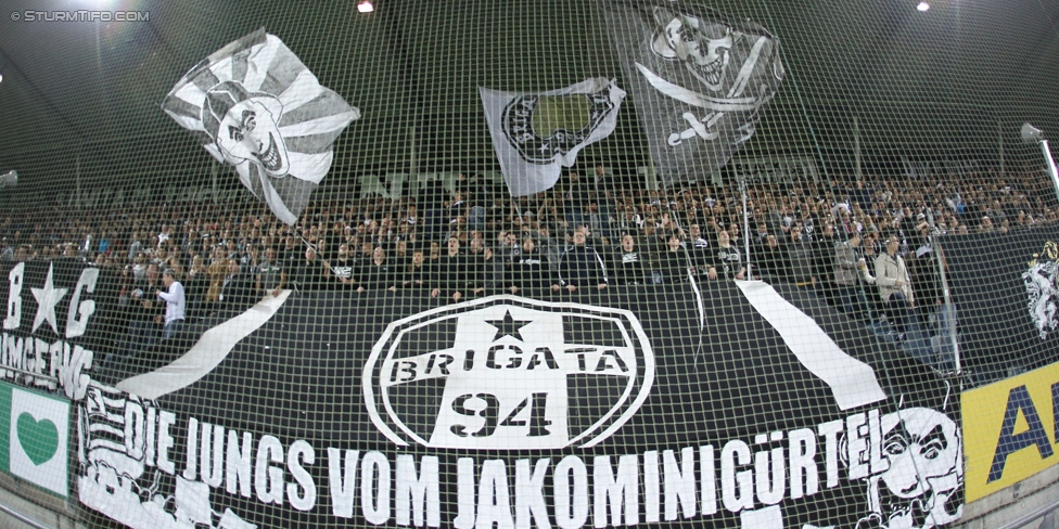 Sturm Graz - Groedig
Oesterreichische Fussball Bundesliga, 11. Runde, SK Sturm Graz - SV Groedig, Stadion Liebenau Graz, 04.10.2014. 

Foto zeigt Fans von Sturm
