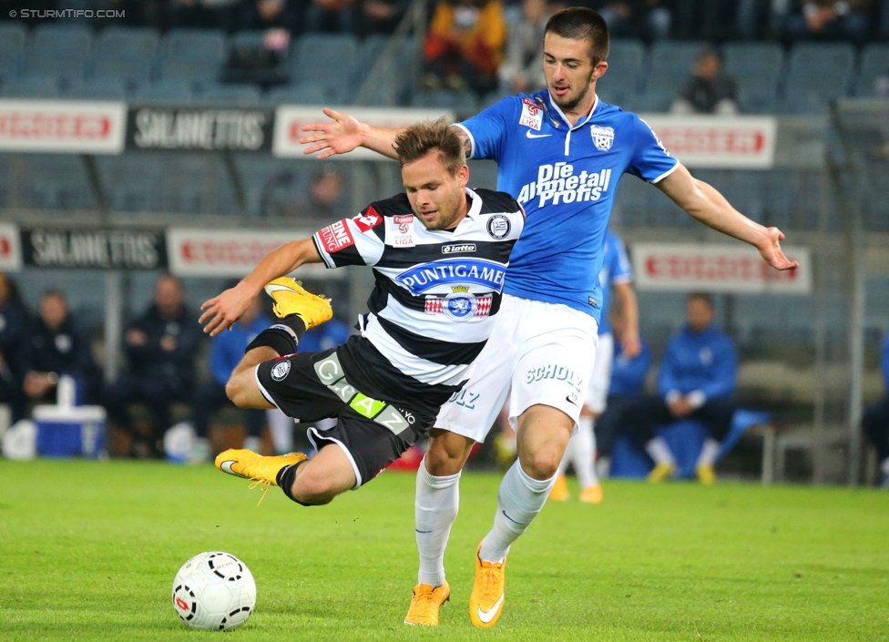 Sturm Graz - Groedig
Oesterreichische Fussball Bundesliga, 11. Runde, SK Sturm Graz - SV Groedig, Stadion Liebenau Graz, 04.10.2014. 

Foto zeigt David Schloffer (Sturm)
Schlüsselwörter: foul