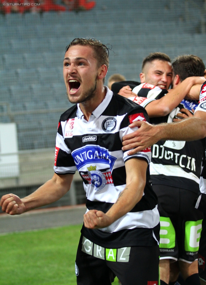 Sturm Graz - Groedig
Oesterreichische Fussball Bundesliga, 11. Runde, SK Sturm Graz - SV Groedig, Stadion Liebenau Graz, 04.10.2014. 

Foto zeigt Andreas Gruber (Sturm)
Schlüsselwörter: torjubel