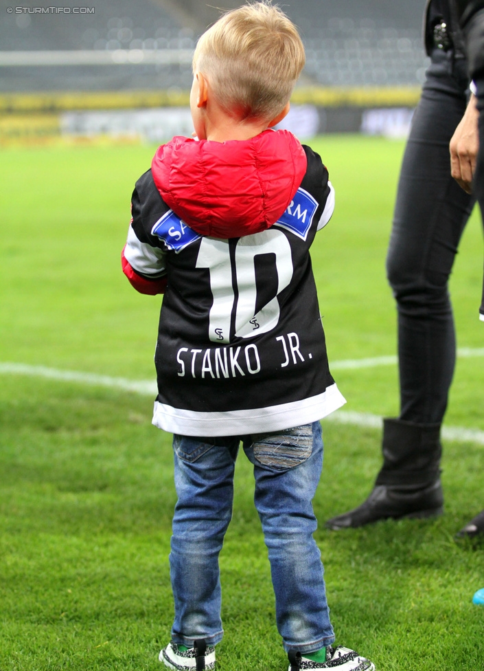 Sturm Graz - Groedig
Oesterreichische Fussball Bundesliga, 11. Runde, SK Sturm Graz - SV Groedig, Stadion Liebenau Graz, 04.10.2014. 

Foto zeigt den Sohn von Marko Stankovic (Sturm)
