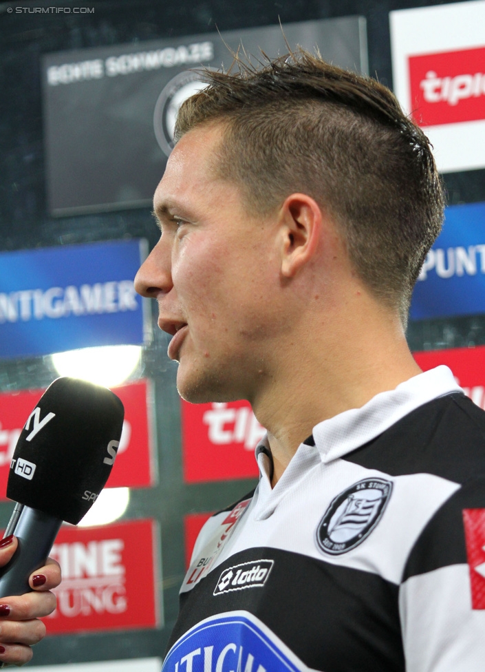 Sturm Graz - Groedig
Oesterreichische Fussball Bundesliga, 11. Runde, SK Sturm Graz - SV Groedig, Stadion Liebenau Graz, 04.10.2014. 

Foto zeigt Marko Stankovic (Sturm) beim Interview
