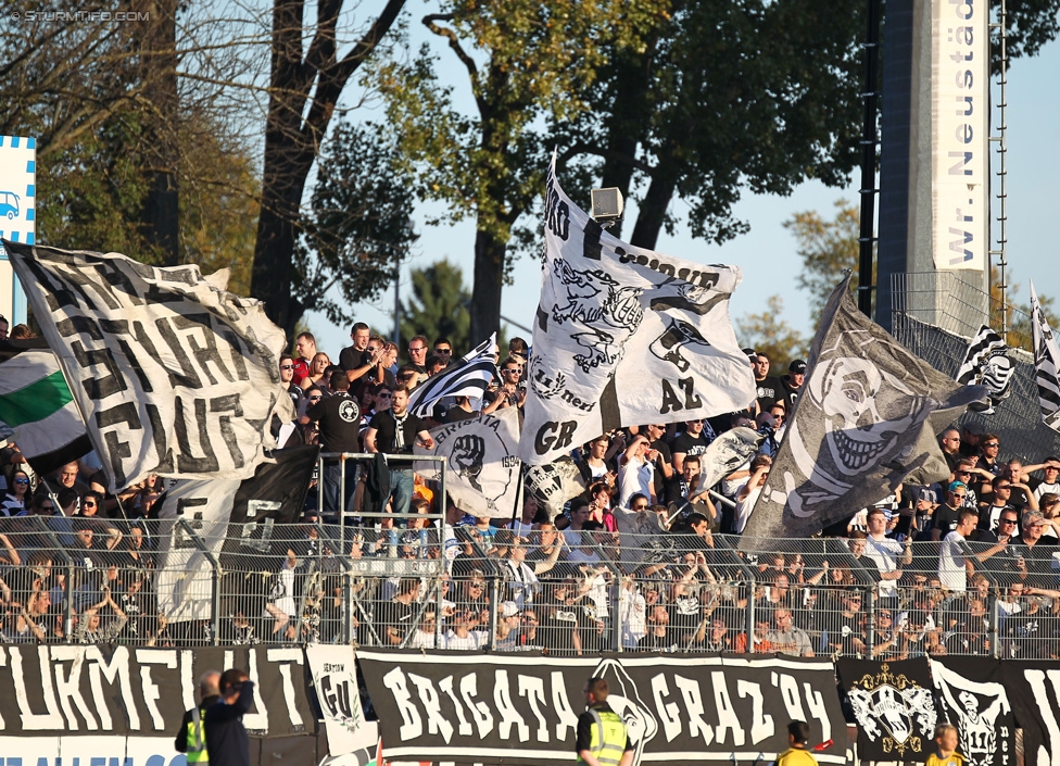 Wiener Neustadt - Sturm Graz
Oesterreichische Fussball Bundesliga, 12. Runde, SC Wiener Neustadt - SK Sturm Graz, Stadion Wiener Neustadt, 19.10.2014. 

Foto zeigt Fans von Sturm
