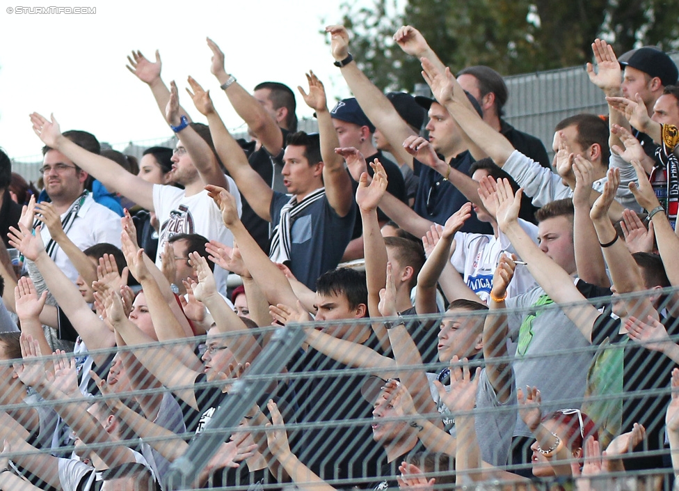 Wiener Neustadt - Sturm Graz
Oesterreichische Fussball Bundesliga, 12. Runde, SC Wiener Neustadt - SK Sturm Graz, Stadion Wiener Neustadt, 19.10.2014. 

Foto zeigt Fans von Sturm
