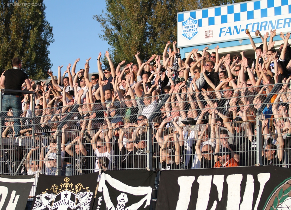 Wiener Neustadt - Sturm Graz
Oesterreichische Fussball Bundesliga, 12. Runde, SC Wiener Neustadt - SK Sturm Graz, Stadion Wiener Neustadt, 19.10.2014. 

Foto zeigt Fans von Sturm
