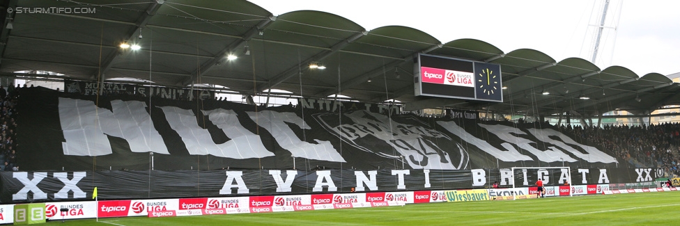 Sturm Graz - Rapid Wien
Oesterreichische Fussball Bundesliga, 13. Runde, SK Sturm Graz - SK Rapid Wien, Stadion Liebenau Graz, 25.10.2014. 

Foto zeigt Fans von Sturm mit einer Choreografie
