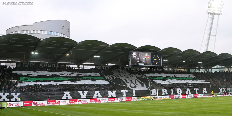 Sturm Graz - Rapid Wien
Oesterreichische Fussball Bundesliga, 13. Runde, SK Sturm Graz - SK Rapid Wien, Stadion Liebenau Graz, 25.10.2014. 

Foto zeigt Fans von Sturm mit einer Choreografie
