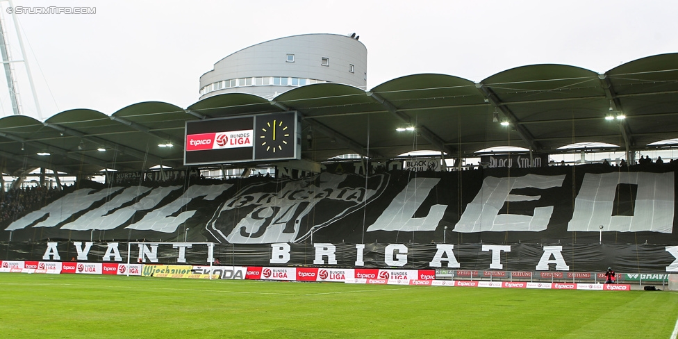 Sturm Graz - Rapid Wien
Oesterreichische Fussball Bundesliga, 13. Runde, SK Sturm Graz - SK Rapid Wien, Stadion Liebenau Graz, 25.10.2014. 

Foto zeigt Fans von Sturm mit einer Choreografie
