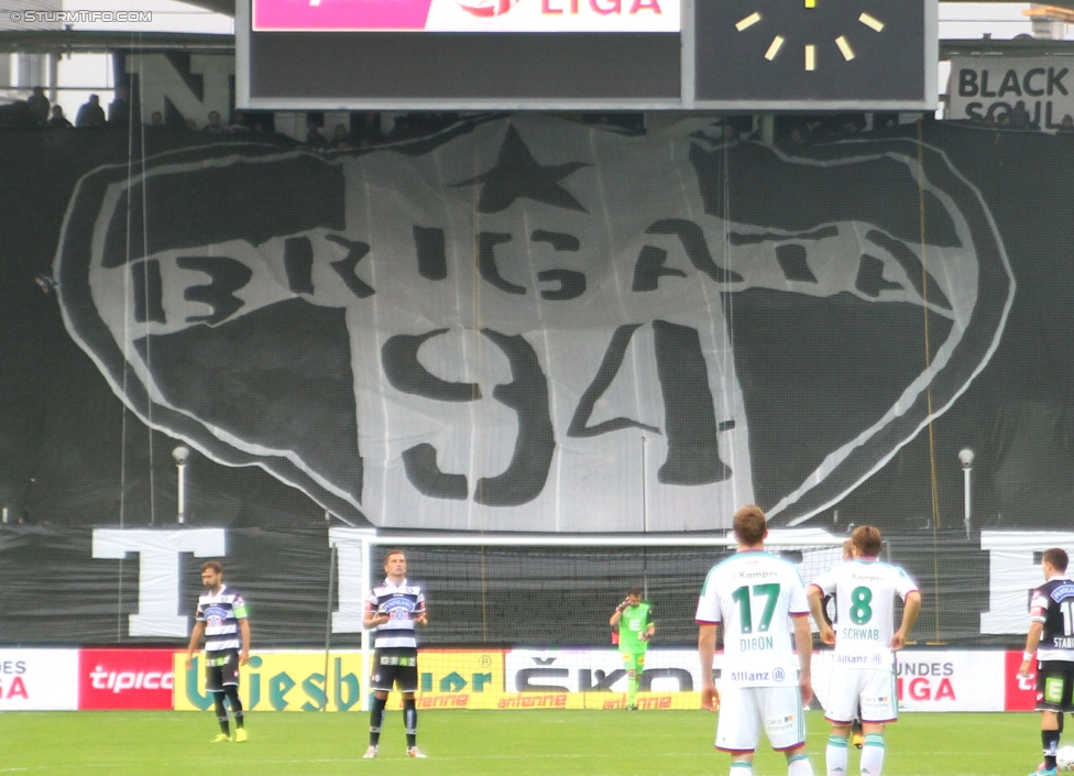 Sturm Graz - Rapid Wien
Oesterreichische Fussball Bundesliga, 13. Runde, SK Sturm Graz - SK Rapid Wien, Stadion Liebenau Graz, 25.10.2014. 

Foto zeigt Fans von Sturm mit einer Choreografie
