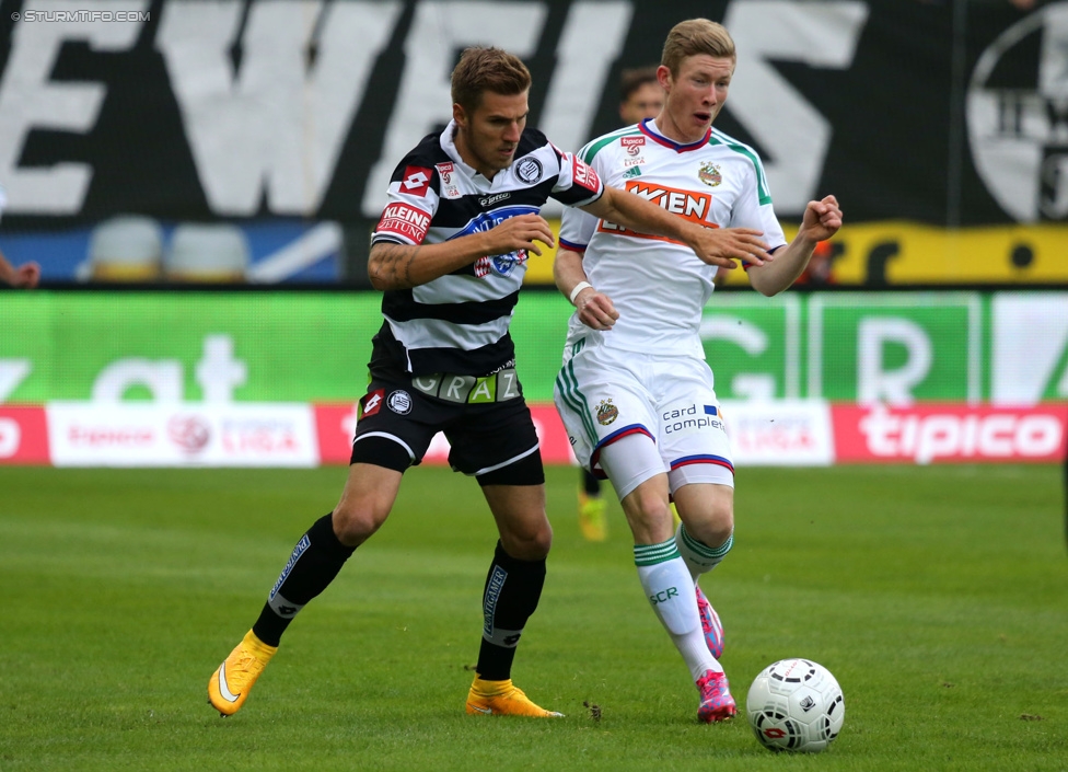 Sturm Graz - Rapid Wien
Oesterreichische Fussball Bundesliga, 13. Runde, SK Sturm Graz - SK Rapid Wien, Stadion Liebenau Graz, 25.10.2014. 

Foto zeigt Thorsten Schick (Sturm) und Florian Kainz (Rapid)
