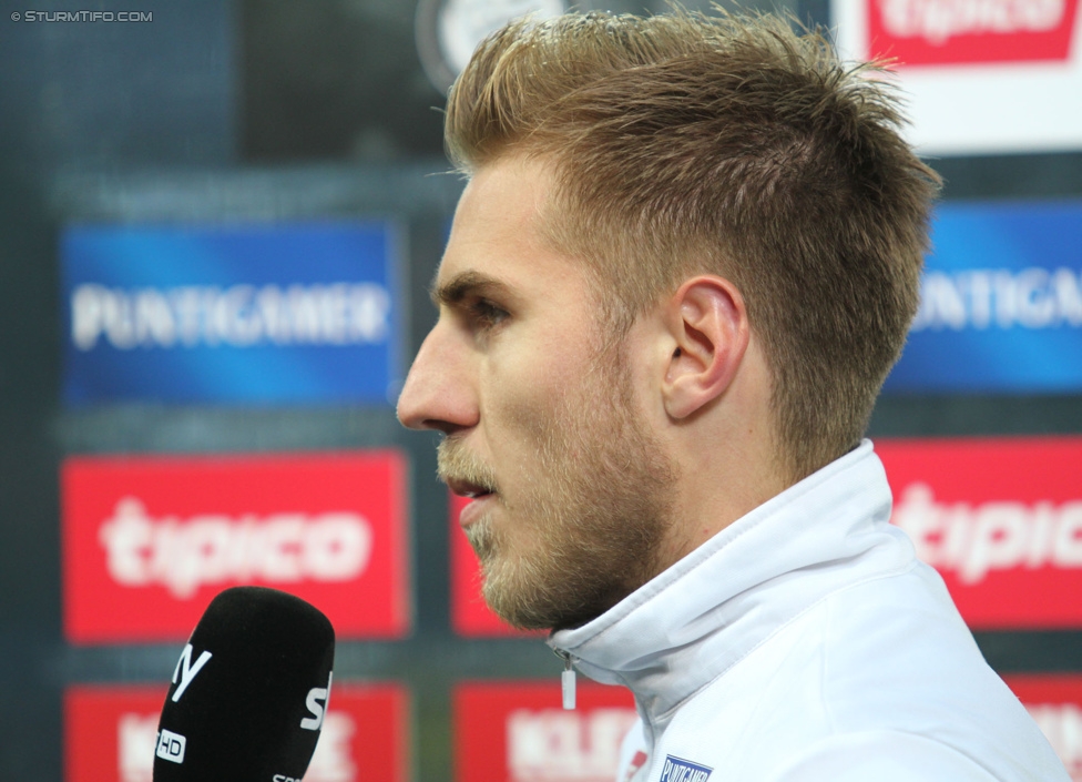 Sturm Graz - Rapid Wien
Oesterreichische Fussball Bundesliga, 13. Runde, SK Sturm Graz - SK Rapid Wien, Stadion Liebenau Graz, 25.10.2014. 

Foto zeigt Thorsten Schick (Sturm) beim Interview
