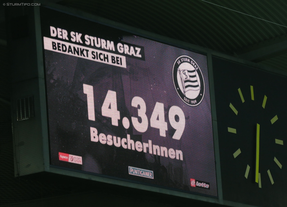 Sturm Graz - Rapid Wien
Oesterreichische Fussball Bundesliga, 13. Runde, SK Sturm Graz - SK Rapid Wien, Stadion Liebenau Graz, 25.10.2014. 

Foto zeigt die Anzeigetafel
