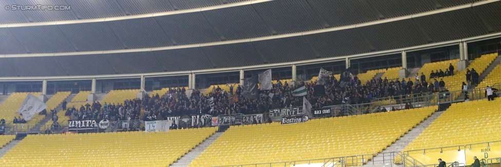 Rapid Wien - Sturm Graz
OEFB Cup, Achtelfinale, SK Rapid Wien - SK Sturm Graz, Ernst-Happel-Stadion Wien, 29.10.2014. 

Foto zeigt Fans von Sturm
