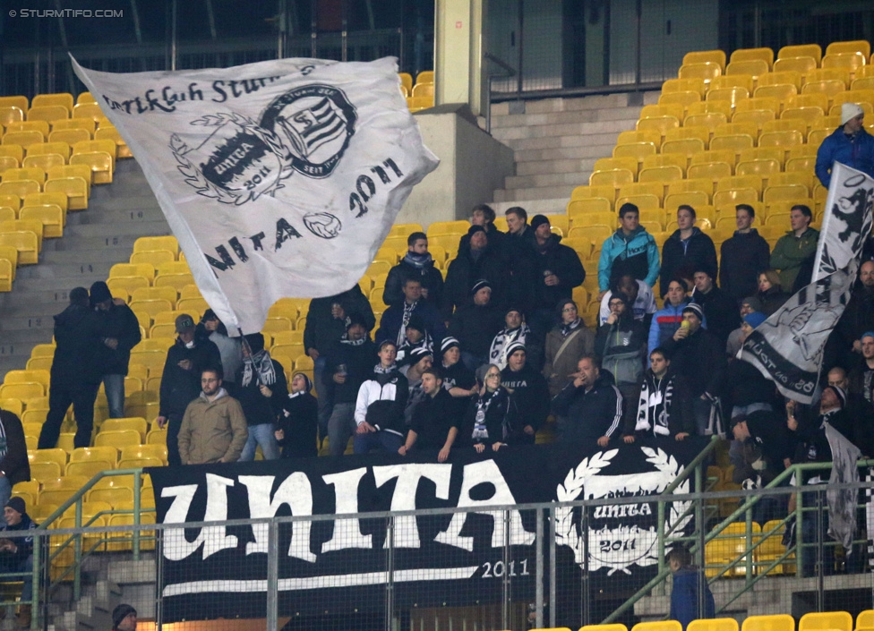 Rapid Wien - Sturm Graz
OEFB Cup, Achtelfinale, SK Rapid Wien - SK Sturm Graz, Ernst-Happel-Stadion Wien, 29.10.2014. 

Foto zeigt Fans von Sturm
