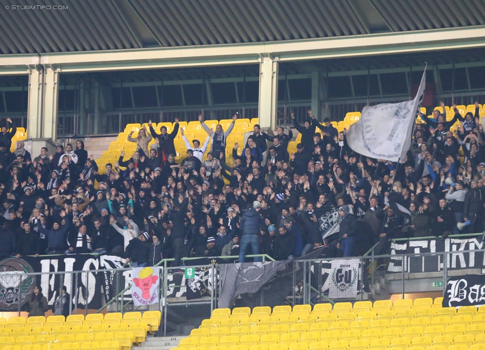 Rapid Wien - Sturm Graz
OEFB Cup, Achtelfinale, SK Rapid Wien - SK Sturm Graz, Ernst-Happel-Stadion Wien, 29.10.2014. 

Foto zeigt Fans von Sturm
