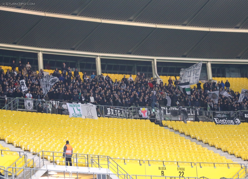 Rapid Wien - Sturm Graz
OEFB Cup, Achtelfinale, SK Rapid Wien - SK Sturm Graz, Ernst-Happel-Stadion Wien, 29.10.2014. 

Foto zeigt Fans von Sturm
