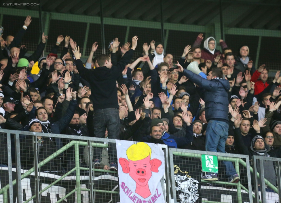 Rapid Wien - Sturm Graz
OEFB Cup, Achtelfinale, SK Rapid Wien - SK Sturm Graz, Ernst-Happel-Stadion Wien, 29.10.2014. 

Foto zeigt Fans von Sturm
