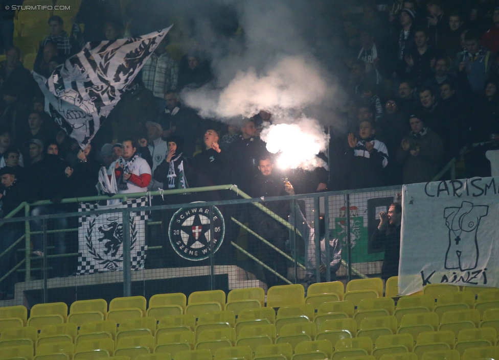 Rapid Wien - Sturm Graz
OEFB Cup, Achtelfinale, SK Rapid Wien - SK Sturm Graz, Ernst-Happel-Stadion Wien, 29.10.2014. 

Foto zeigt Fans von Sturm
