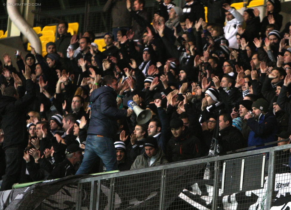 Rapid Wien - Sturm Graz
OEFB Cup, Achtelfinale, SK Rapid Wien - SK Sturm Graz, Ernst-Happel-Stadion Wien, 29.10.2014. 

Foto zeigt Fans von Sturm
