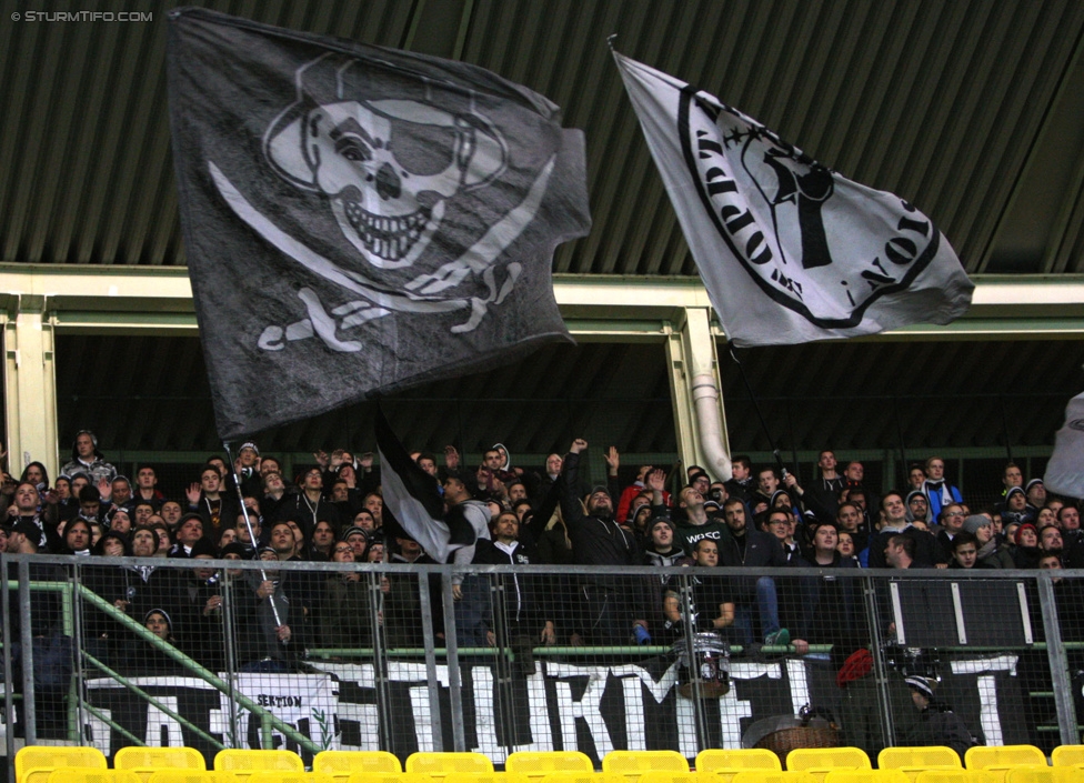 Rapid Wien - Sturm Graz
OEFB Cup, Achtelfinale, SK Rapid Wien - SK Sturm Graz, Ernst-Happel-Stadion Wien, 29.10.2014. 

Foto zeigt Fans von Sturm
