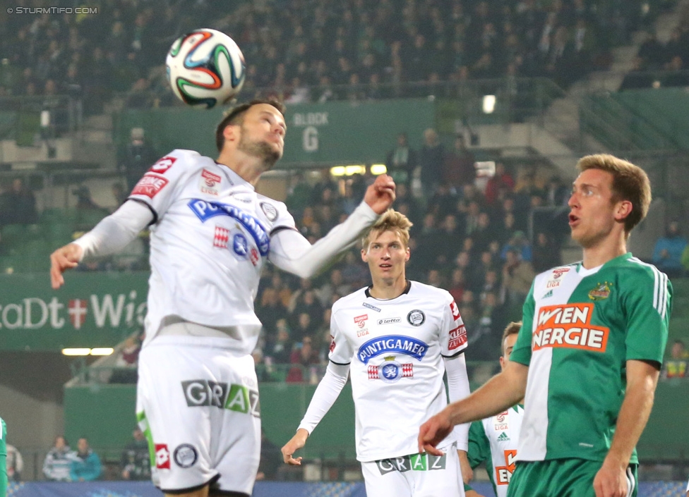 Rapid Wien - Sturm Graz
OEFB Cup, Achtelfinale, SK Rapid Wien - SK Sturm Graz, Ernst-Happel-Stadion Wien, 29.10.2014. 

Foto zeigt Christian Klem (Sturm) und Robert Beric (Rapid)
