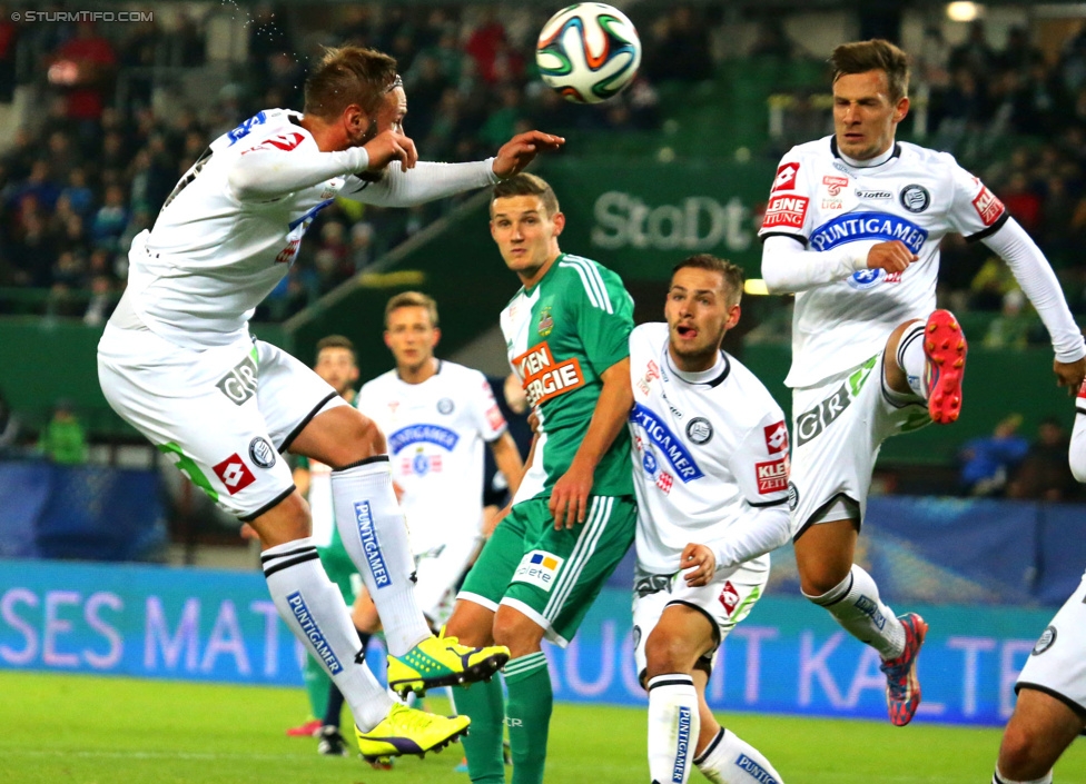 Rapid Wien - Sturm Graz
OEFB Cup, Achtelfinale, SK Rapid Wien - SK Sturm Graz, Ernst-Happel-Stadion Wien, 29.10.2014. 

Foto zeigt Martin Ehrenreich (Sturm) und Daniel Offenbacher (Sturm)
