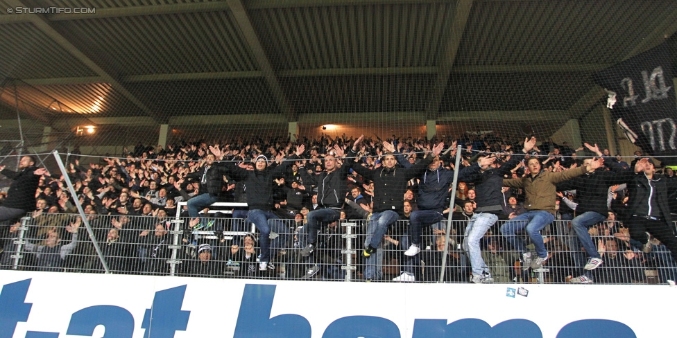 Austria Wien - Sturm Graz
Oesterreichische Fussball Bundesliga, 14. Runde, FK Austria Wien - SK Sturm Graz, Franz-Horr-Stadion Wien, 01.11.2014. 

Foto zeigt Fans von Sturm
