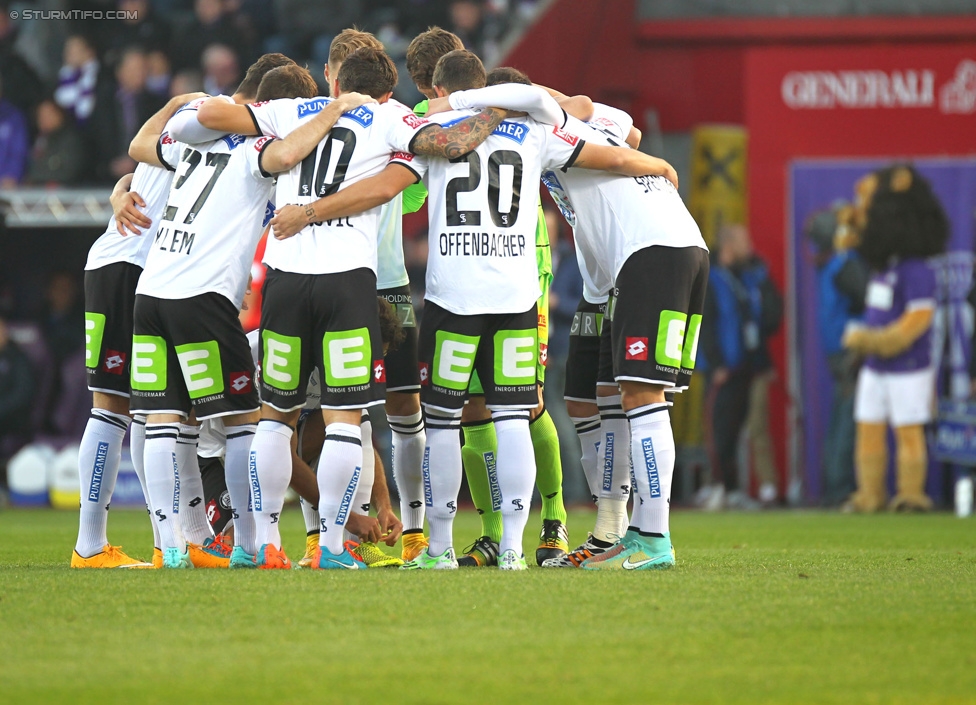 Austria Wien - Sturm Graz
Oesterreichische Fussball Bundesliga, 14. Runde, FK Austria Wien - SK Sturm Graz, Franz-Horr-Stadion Wien, 01.11.2014. 

Foto zeigt die Mannschaft von Sturm
