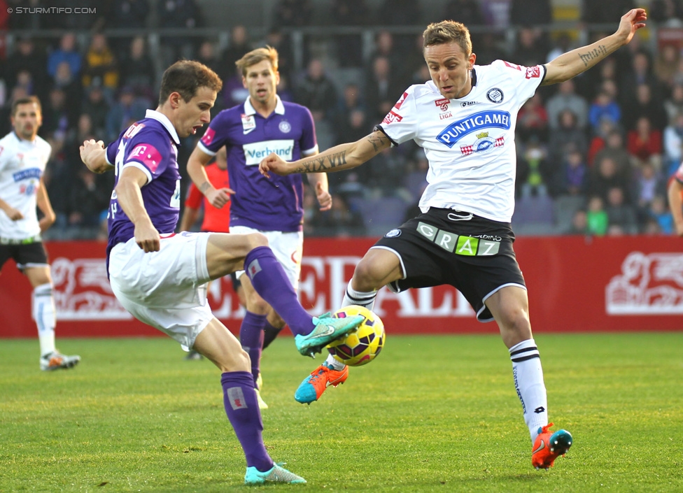 Austria Wien - Sturm Graz
Oesterreichische Fussball Bundesliga, 14. Runde, FK Austria Wien - SK Sturm Graz, Franz-Horr-Stadion Wien, 01.11.2014. 

Foto zeigt Daniel Beichler (Sturm)
