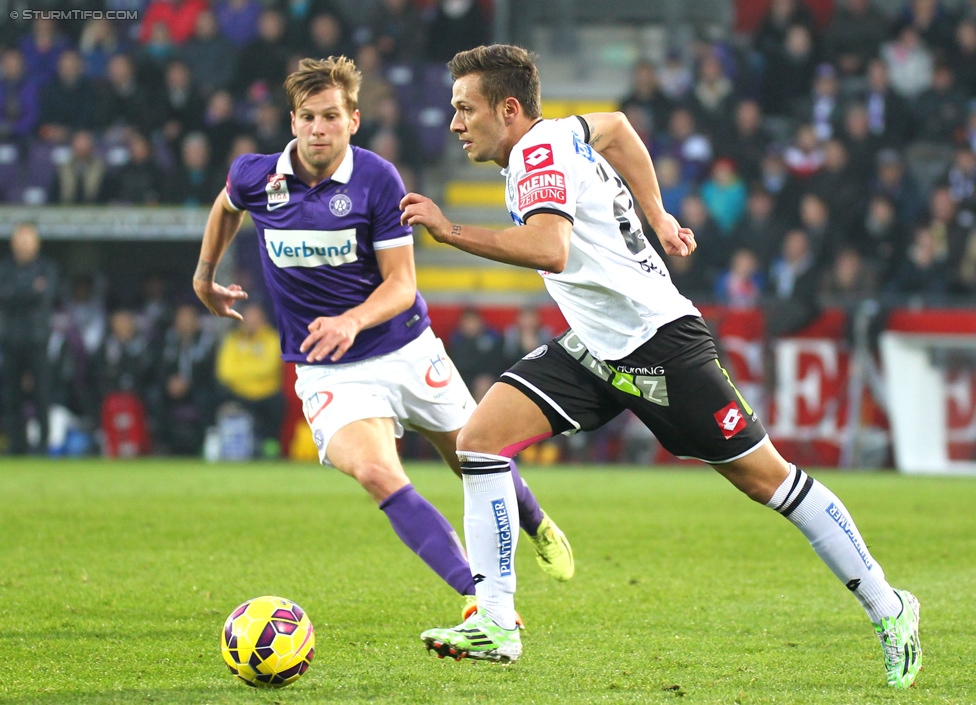 Austria Wien - Sturm Graz
Oesterreichische Fussball Bundesliga, 14. Runde, FK Austria Wien - SK Sturm Graz, Franz-Horr-Stadion Wien, 01.11.2014. 

Foto zeigt Daniel Offenbacher (Sturm)
