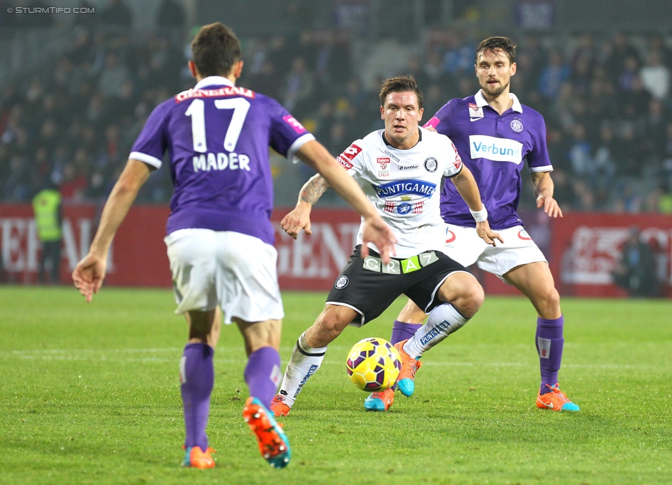 Austria Wien - Sturm Graz
Oesterreichische Fussball Bundesliga, 14. Runde, FK Austria Wien - SK Sturm Graz, Franz-Horr-Stadion Wien, 01.11.2014. 

Foto zeigt Florian Mader (Austria) und Marko Stankovic (Sturm)
