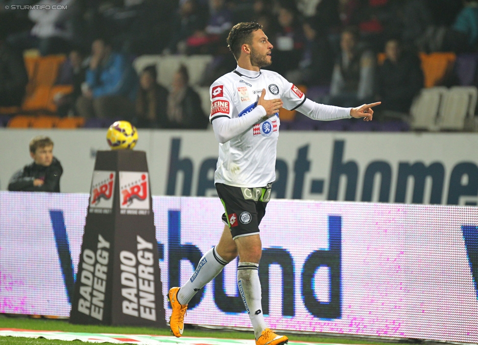 Austria Wien - Sturm Graz
Oesterreichische Fussball Bundesliga, 14. Runde, FK Austria Wien - SK Sturm Graz, Franz-Horr-Stadion Wien, 01.11.2014. 

Foto zeigt Marco Djuricin (Sturm)
Schlüsselwörter: torjubel