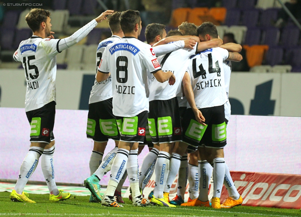 Austria Wien - Sturm Graz
Oesterreichische Fussball Bundesliga, 14. Runde, FK Austria Wien - SK Sturm Graz, Franz-Horr-Stadion Wien, 01.11.2014. 

Foto zeigt Michael Madl (Sturm), Lukas Spendlhofer (Sturm), Anel Hadzic (Sturm), Thorsten Schick (Sturm) und Marco Djuricin (Sturm)
Schlüsselwörter: torjubel