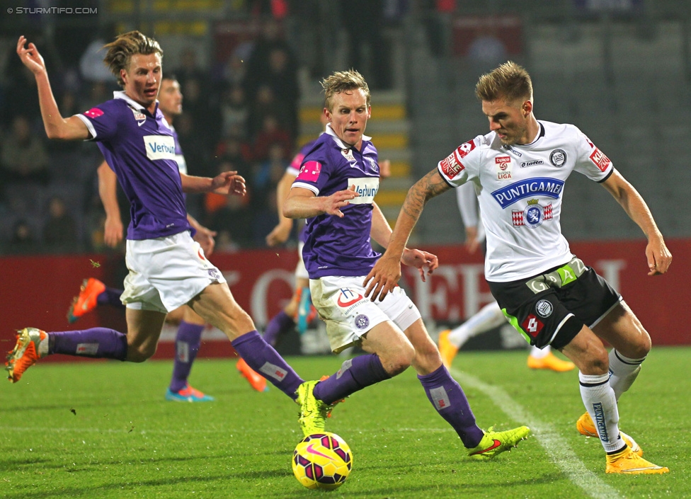 Austria Wien - Sturm Graz
Oesterreichische Fussball Bundesliga, 14. Runde, FK Austria Wien - SK Sturm Graz, Franz-Horr-Stadion Wien, 01.11.2014. 

Foto zeigt Thorsten Schick (Sturm)
