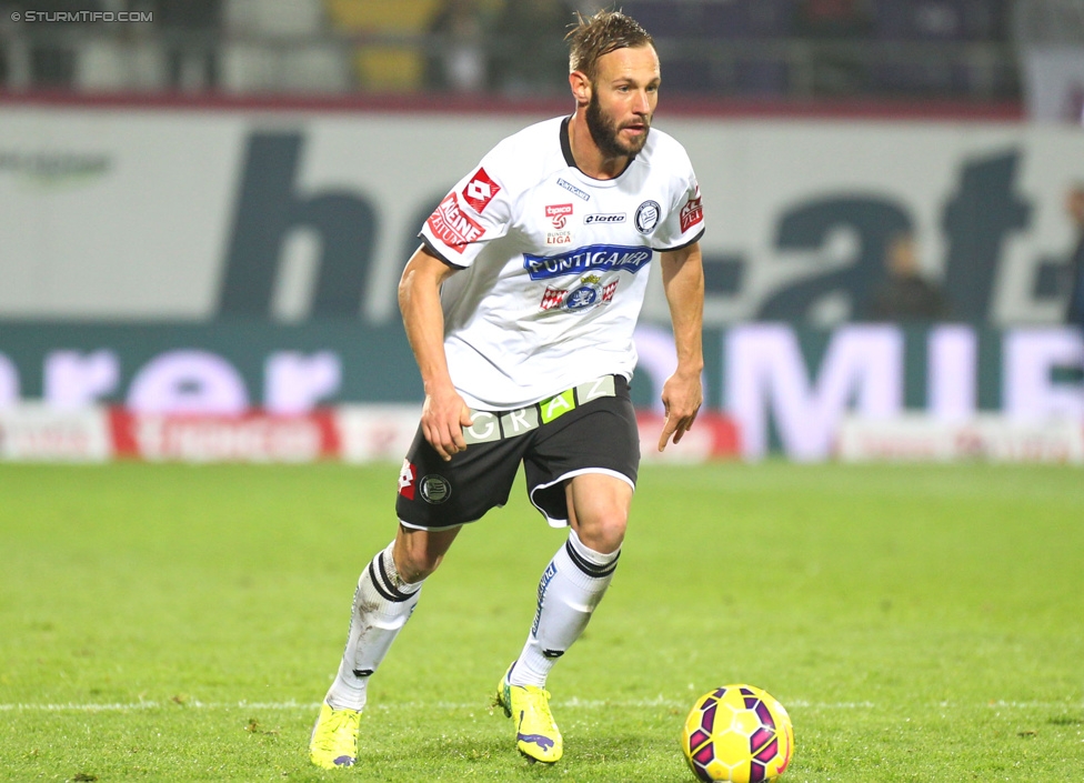 Austria Wien - Sturm Graz
Oesterreichische Fussball Bundesliga, 14. Runde, FK Austria Wien - SK Sturm Graz, Franz-Horr-Stadion Wien, 01.11.2014. 

Foto zeigt Martin Ehrenreich (Sturm)
