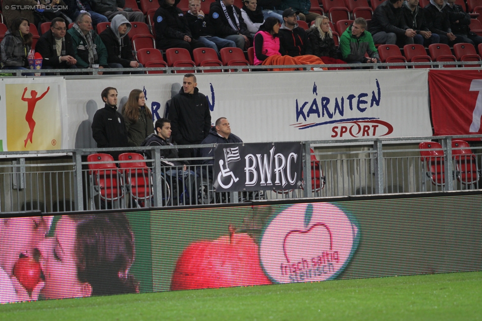 Wolfsberg - Sturm Graz
Oesterreichische Fussball Bundesliga, 15. Runde, Wolfsberger AC - SK Sturm Graz, Woertherseestadion Klagenfurt, 08.11.2014. 

Foto zeigt Fans von Sturm
