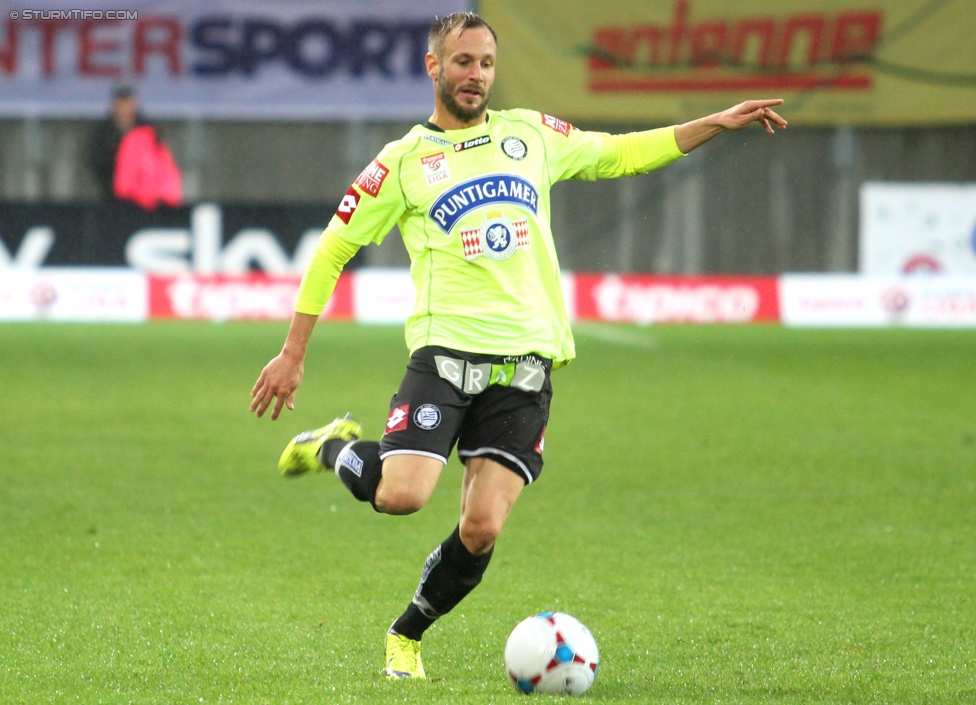 Wolfsberg - Sturm Graz
Oesterreichische Fussball Bundesliga, 15. Runde, Wolfsberger AC - SK Sturm Graz, Woertherseestadion Klagenfurt, 08.11.2014. 

Foto zeigt Martin Ehrenreich (Sturm)
