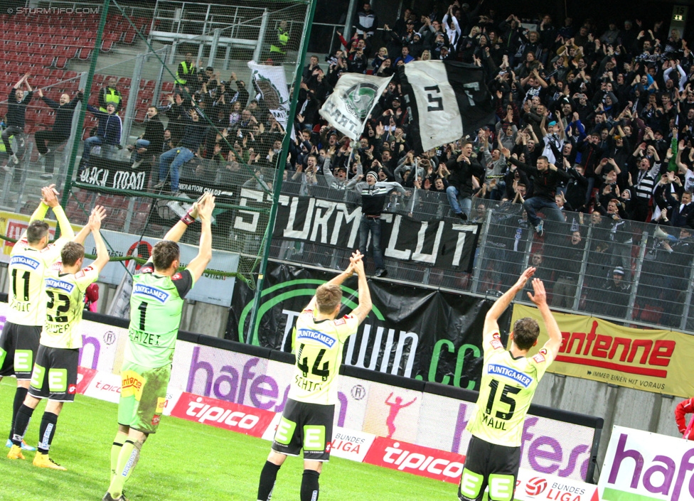 Wolfsberg - Sturm Graz
Oesterreichische Fussball Bundesliga, 15. Runde, Wolfsberger AC - SK Sturm Graz, Woertherseestadion Klagenfurt, 08.11.2014. 

Foto zeigt die Mannschaft von Sturm
Schlüsselwörter: jubel