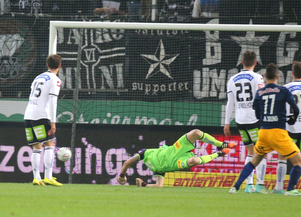 Sturm Graz - RB Salzburg
Oesterreichische Fussball Bundesliga, 16. Runde, SK Sturm Graz - FC RB Salzburg, Stadion Liebenau Graz, 23.11.2014. 

Foto zeigt Michael Madl (Sturm), Christian Gratzei (Sturm), Lukas Spendlhofer (Sturm) und Massimo Bruno (Salzburg) 
