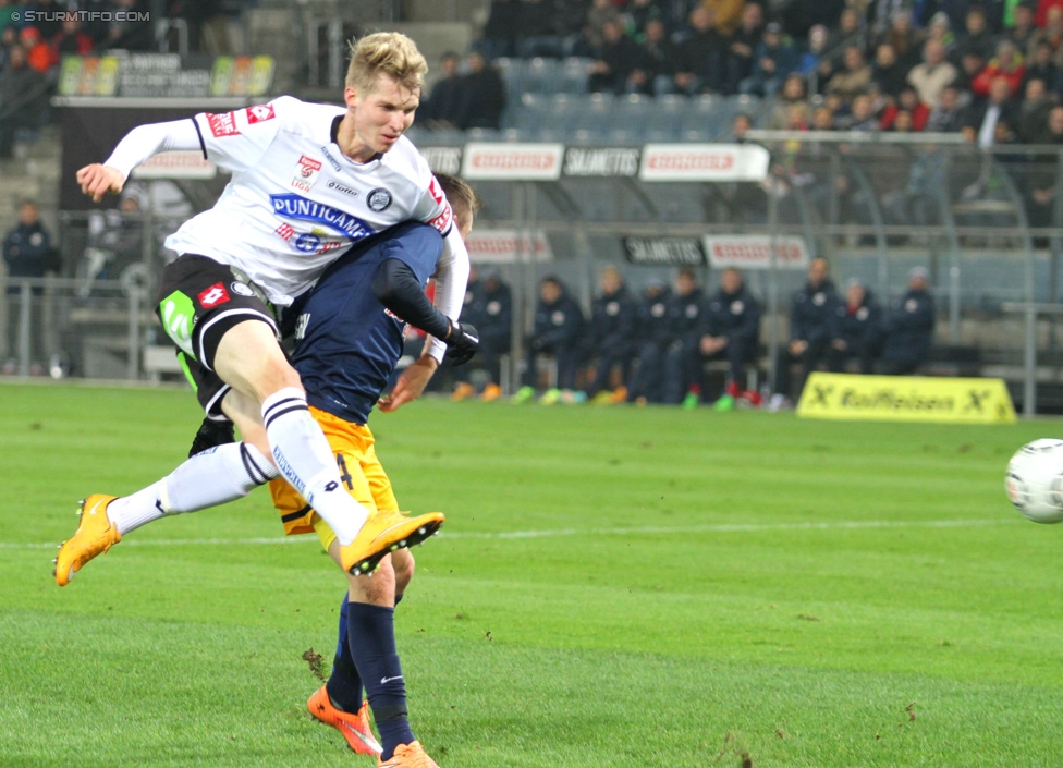 Sturm Graz - RB Salzburg
Oesterreichische Fussball Bundesliga, 16. Runde, SK Sturm Graz - FC RB Salzburg, Stadion Liebenau Graz, 23.11.2014. 

Foto zeigt Simon Piesinger (Sturm)
