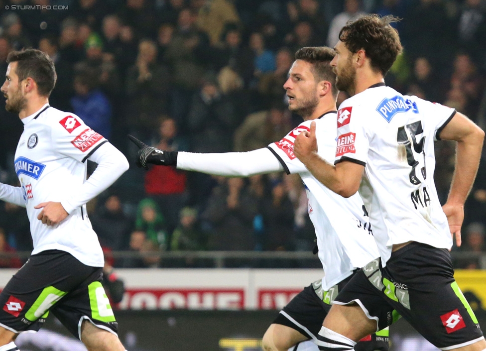 Sturm Graz - RB Salzburg
Oesterreichische Fussball Bundesliga, 16. Runde, SK Sturm Graz - FC RB Salzburg, Stadion Liebenau Graz, 23.11.2014. 

Foto zeigt Marco Djuricin (Sturm)
Schlüsselwörter: torjubel