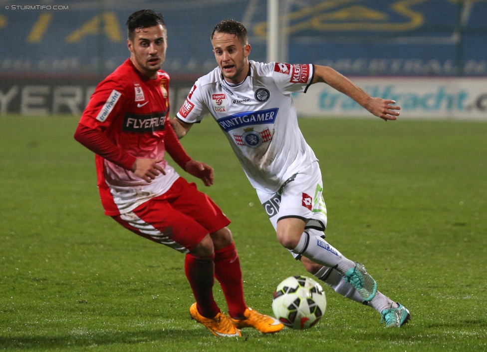 Admira Wacker - Sturm Graz
Oesterreichische Fussball Bundesliga, 17. Runde, FC Admira Wacker Moedling, Stadion Suedstadt Maria Enzersdorf, 29.11.2014. 

Foto zeigt Christian Klem (Sturm)
