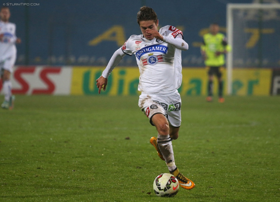 Admira Wacker - Sturm Graz
Oesterreichische Fussball Bundesliga, 17. Runde, FC Admira Wacker Moedling, Stadion Suedstadt Maria Enzersdorf, 29.11.2014. 

Foto zeigt Andreas Gruber (Sturm)
